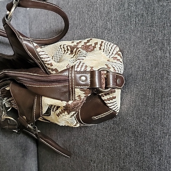 Faux Leather and Woven Straw Purse - Picture 7 of 14